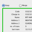 When you merge 2 names you get more info- useful info like when the last transaction for that name was, and how many transactions they've had. Better Merge