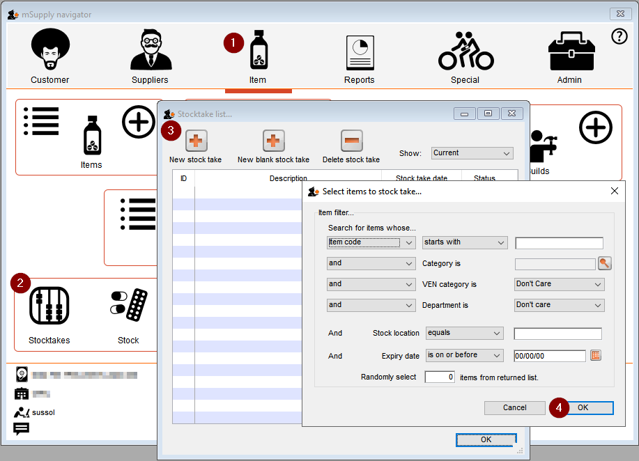 Create new stocktake of all stock