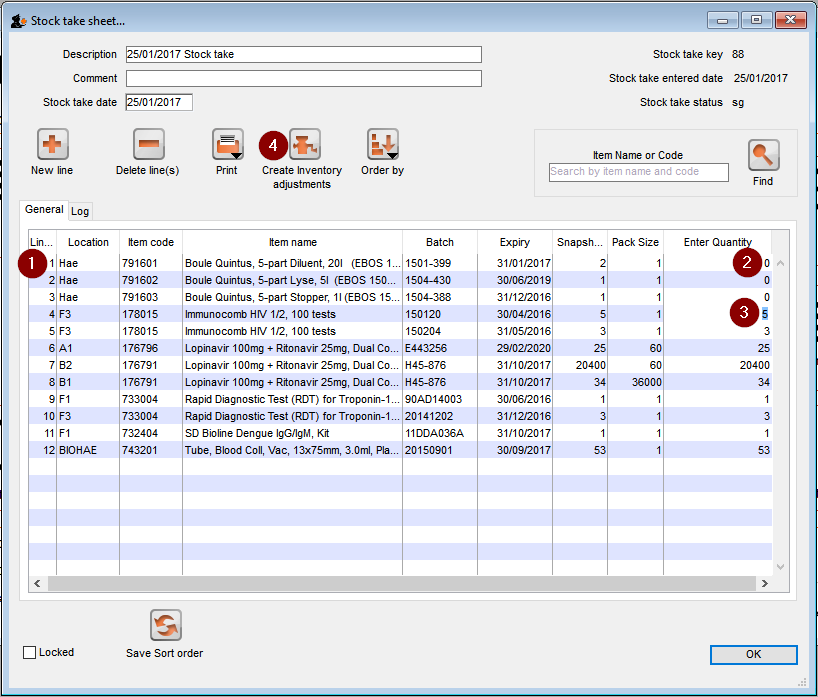Setting all quantities to zero (0)